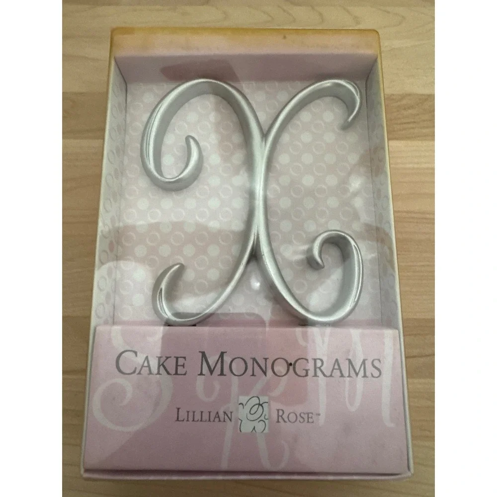 Lillian Rose Silver Script Letter X Cake Monogram Topper Wedding Anniversary NEW